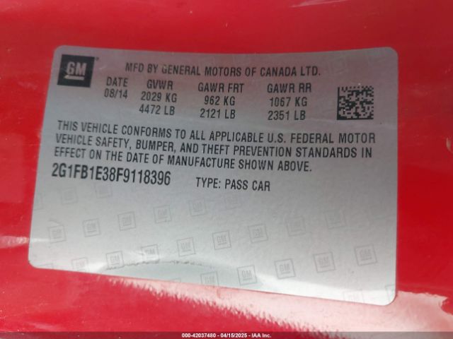 2G1FB1E38F9118396 Chevrolet Camaro 2ls