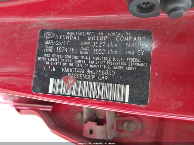 KMHCT4AE9HU286890 Hyundai ACCENT SE