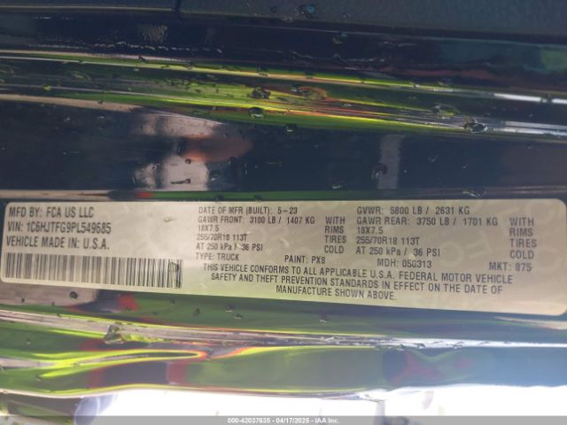 2023 JEEP GLADIATOR 1C6HJTFG9PL549685 Photo 8