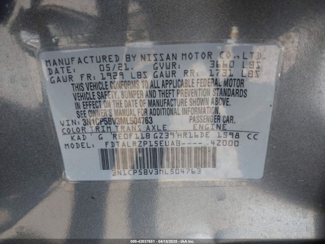 3N1CP5BV3ML504763 Nissan Kicks S Xtronic Cvt