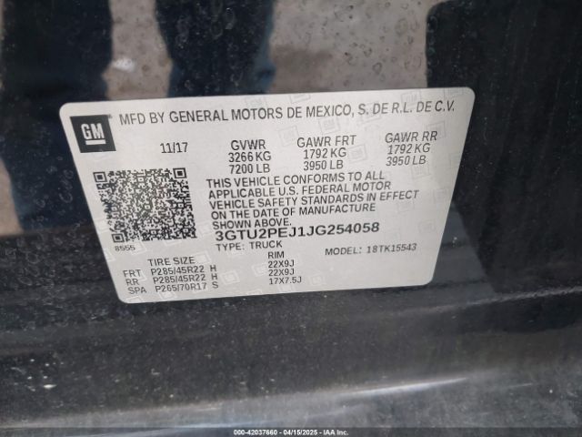 3GTU2PEJ1JG254058 GMC Sierra 1500 Denali