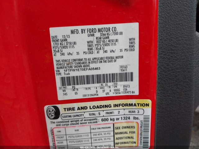 1FTFW1ET0EFA05463 Ford F-150 Xlt