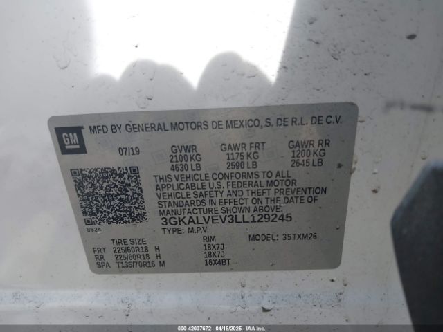 3GKALVEV3LL129245 GMC Terrain Awd Slt