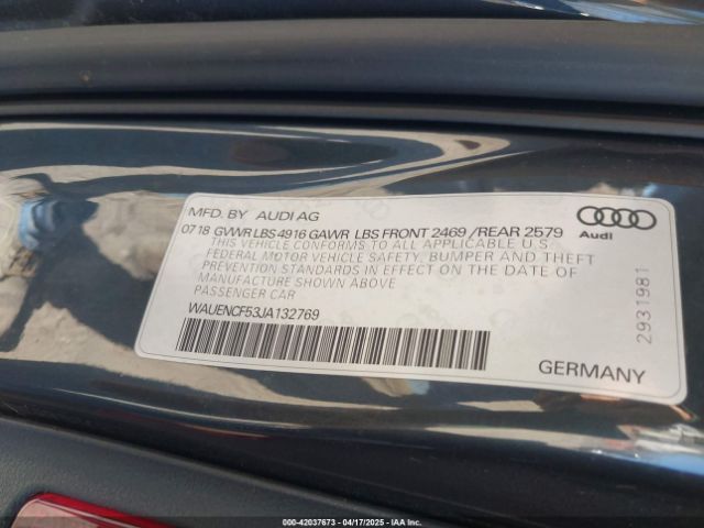 WAUENCF53JA132769 Audi A5 2.0t Premium