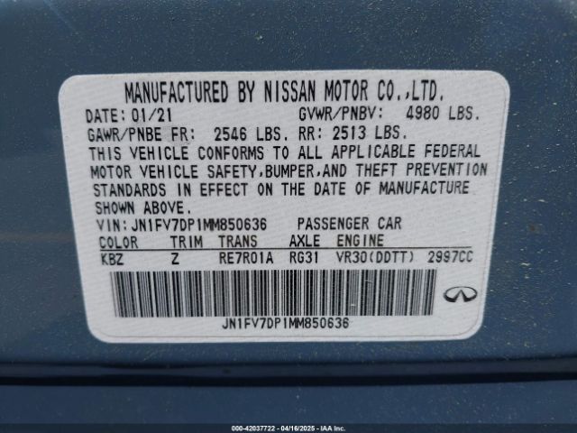 JN1FV7DP1MM850636 Infiniti Q50 Red Sport 400