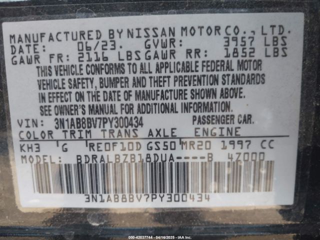 2023 NISSAN SENTRA 3N1AB8BV7PY300434 Photo 8