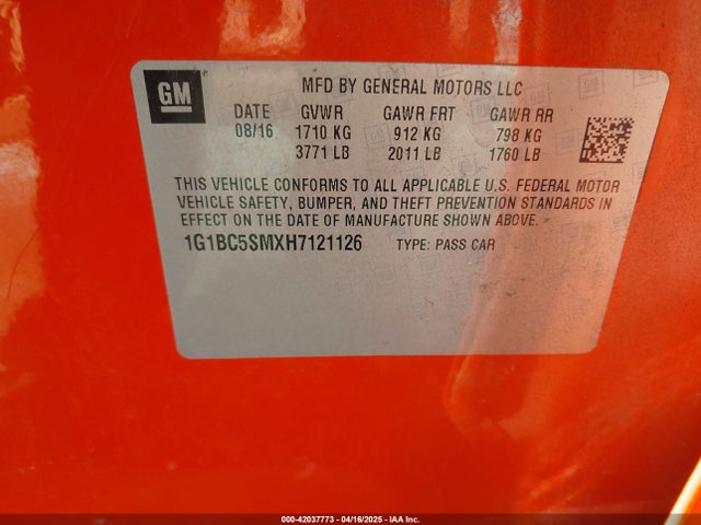 Chevrolet Cruze Ls Auto 2017 1G1BC5SMXH7121126 Image 9