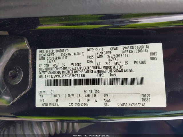1FTEW1EP7GFB97188 Ford 2016