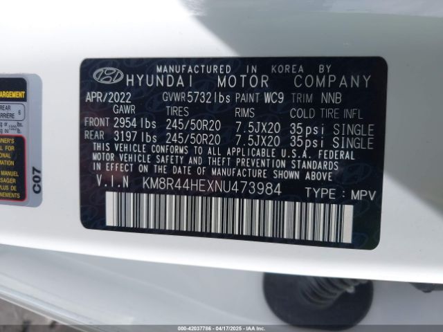 KM8R44HEXNU473984 Hyundai Palisade Sel