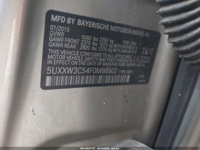 2015 BMW X4 5UXXW3C54F0M88902 Photo 8