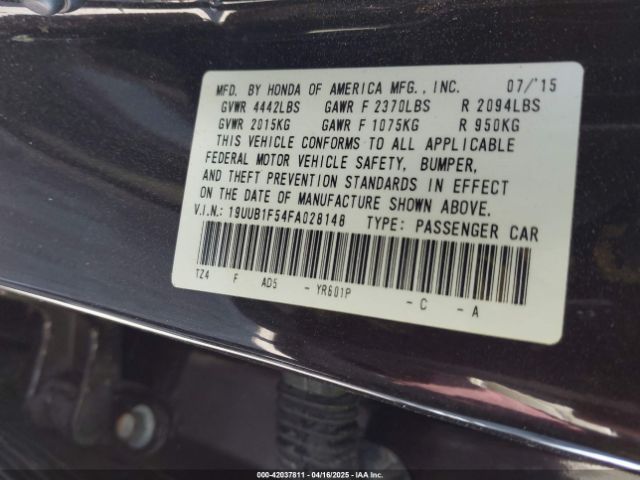 19UUB1F54FA028148 Acura TLX TECH