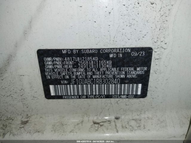 JF1GUABC1R8302840 Subaru Impreza Base 5-door