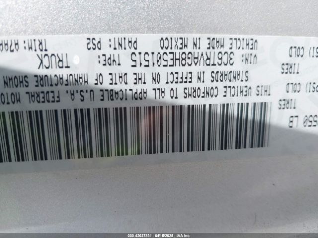 3C6TRVAG8HE501515 RAM Promaster 1500 Low Roof 136 Wb