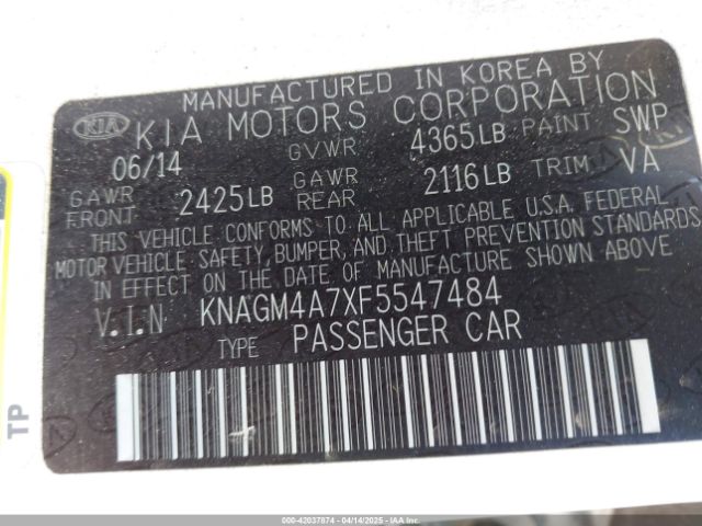 KNAGM4A7XF5547484 KIA Optima Lx