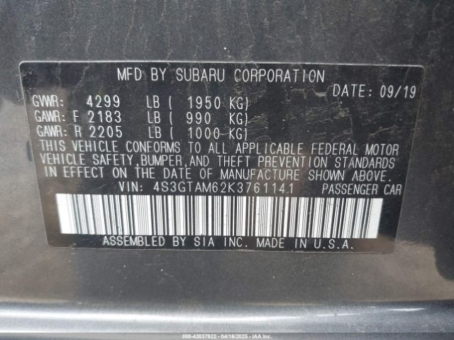 4S3GTAM62K3761141 Subaru Impreza 2.0i Sport