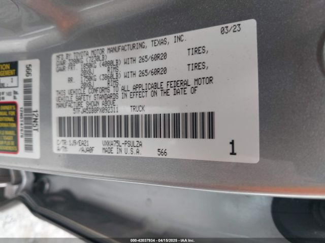 5TFJA5DB8PX092311 Toyota Tundra Limited