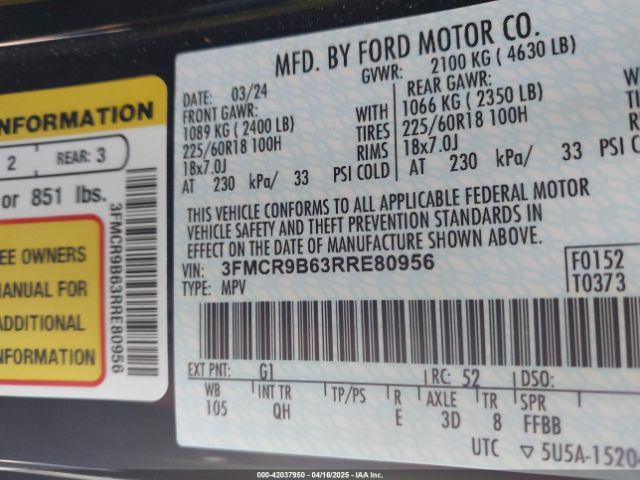 3FMCR9B63RRE80956 Ford Bronco Sport Big Bend