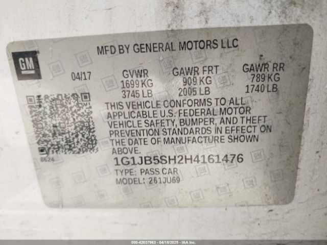1G1JB5SH2H4161476 Chevrolet Sonic Ls Auto