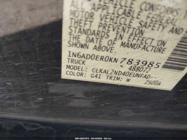 1N6AD0ER0KN783985 Nissan Frontier Sv