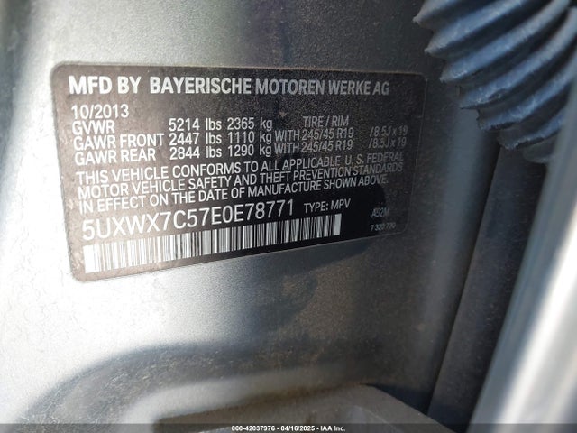 5UXWX7C57E0E78771 BMW X3 Xdrive35i
