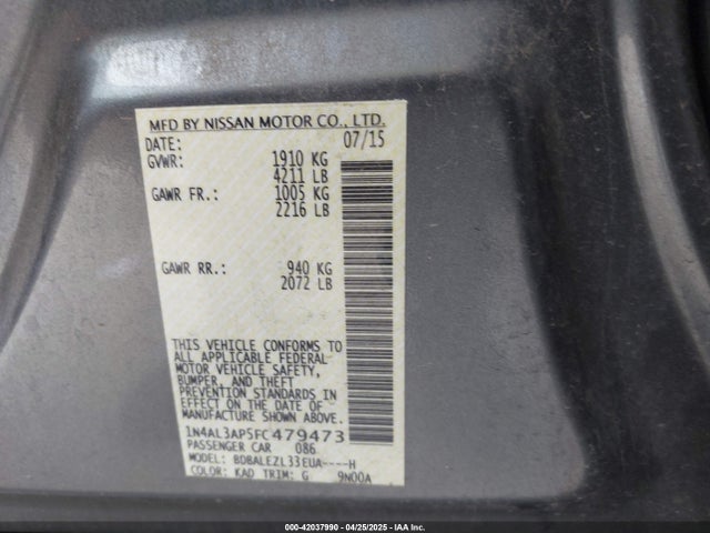 1N4AL3AP5FC479473 Nissan Altima 2.5 S