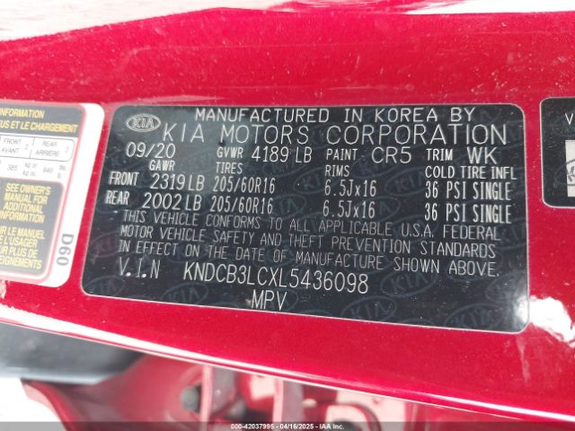 KNDCB3LCXL5436098 KIA Niro Lxs
