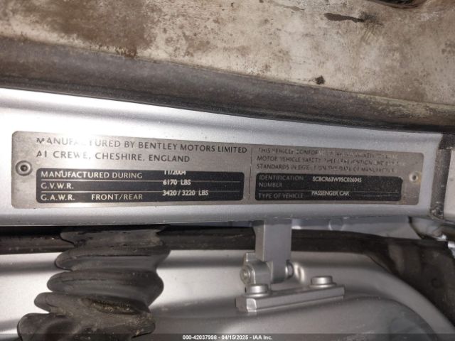2005 BENTLEY CONTINENTAL GT SCBCR63W95C026045 Photo 8