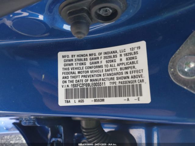 19XFC2F69LE005511 Honda Civic Lx