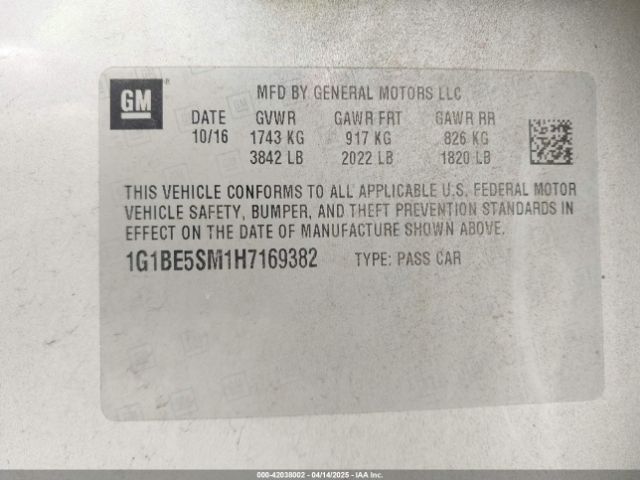 1G1BE5SM1H7169382 Chevrolet Cruze Lt Auto