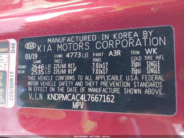 KNDPMCAC4L7667162 KIA Sportage Lx
