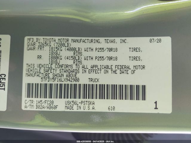 5TFDY5F16LX942900 Toyota Tundra Sr5
