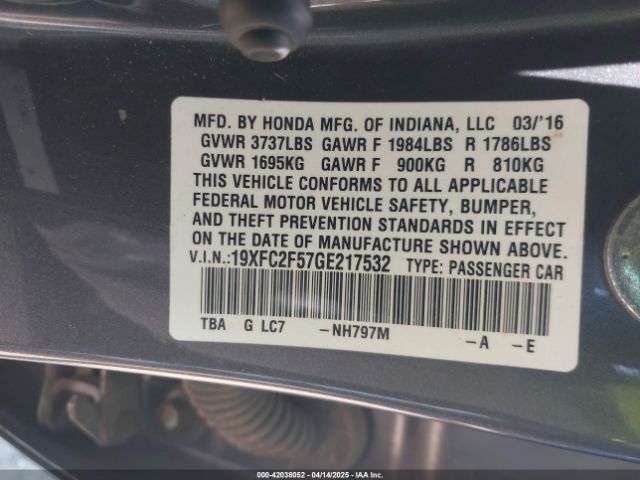 19XFC2F57GE217532 Honda Civic Lx