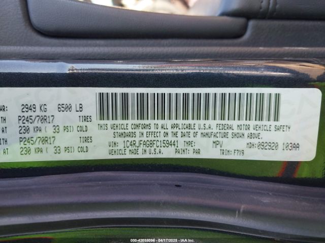 1C4RJFAG8FC159441 Jeep Grand Cherokee Laredo