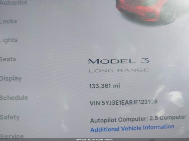 5YJ3E1EA9JF123109 Tesla Model 3 Long Range/mid Range
