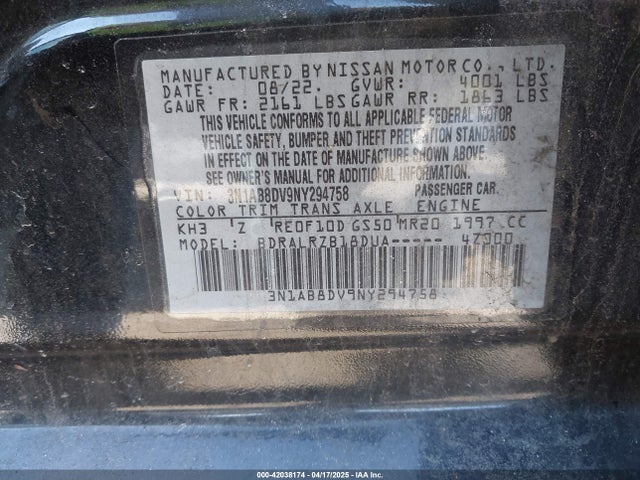Nissan Sentra Sr Xtronic Cvt 2022 3N1AB8DV9NY294758 Image 9