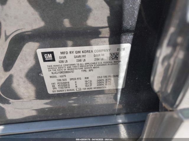 KL4CJ1SM2GB604707 Buick Encore Sport Touring