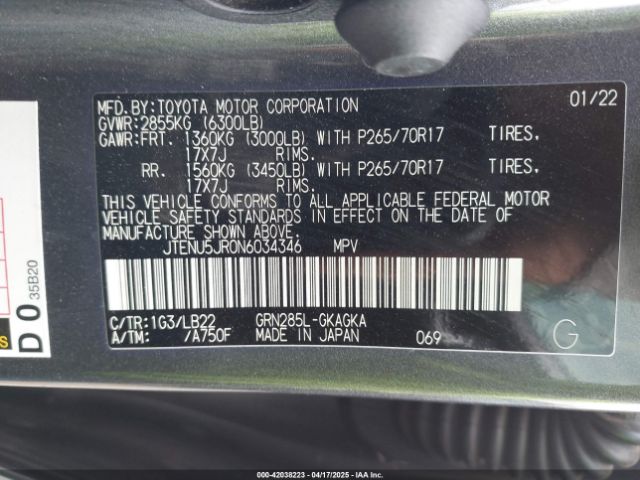 2022 TOYOTA 4RUNNER JTENU5JR0N6034346 Photo 8