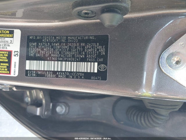 4T1K61AK3PU806247 Toyota CAMRY XSE