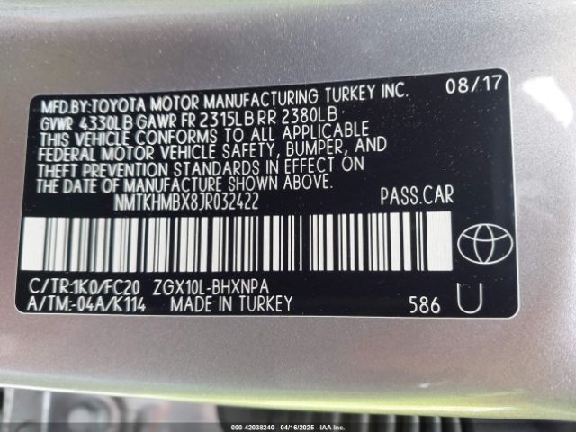 NMTKHMBX8JR032422 Toyota C-HR XLE