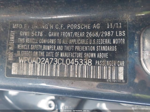 2012 PORSCHE PANAMERA HYBRID WP0AD2A73CL045338 Photo 8