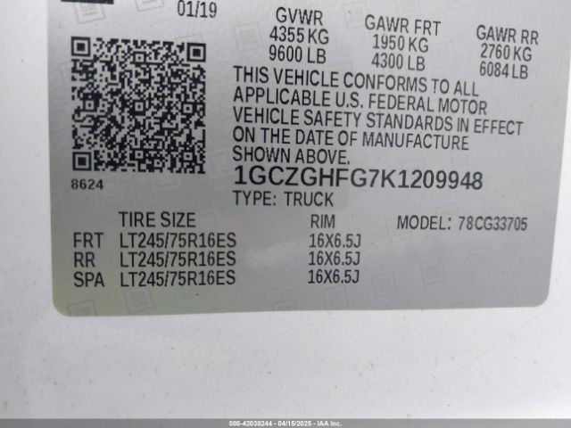 1GCZGHFG7K1209948 Chevrolet Express 3500 Work Van
