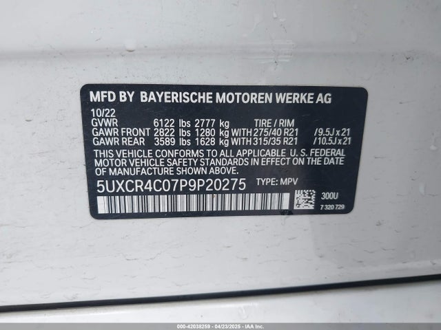 5UXCR4C07P9P20275 BMW X5 Sdrive40i
