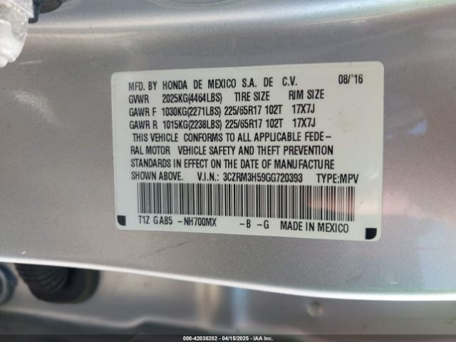 3CZRM3H59GG720393 Honda CR-V EX