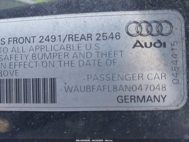 2010 AUDI A4 WAUBFAFL8AN047048 Photo 8