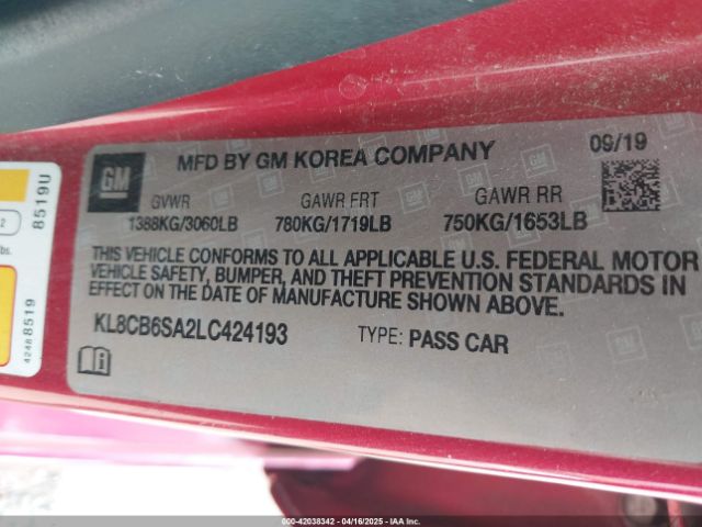 KL8CB6SA2LC424193 Chevrolet Spark Fwd Ls Automatic