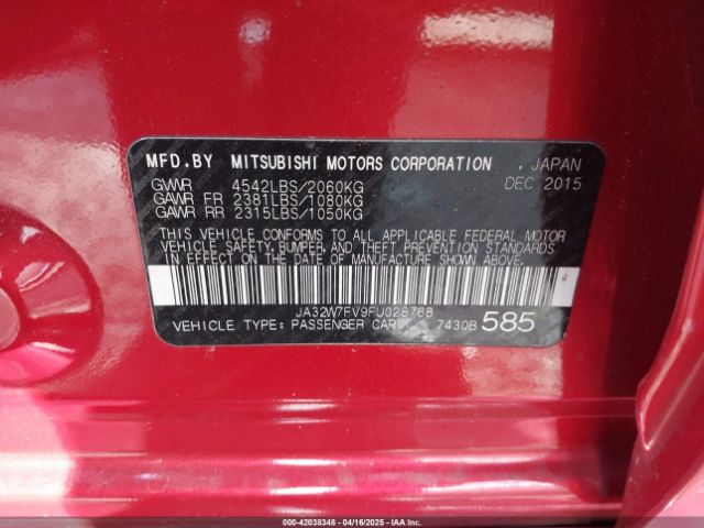 JA32W7FV9FU028768 Mitsubishi Lancer Evolution Final Edition