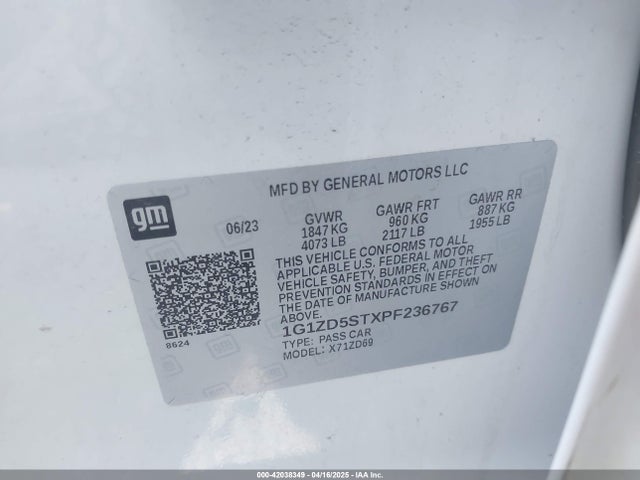 1G1ZD5STXPF236767 Chevrolet Malibu Fwd 1lt