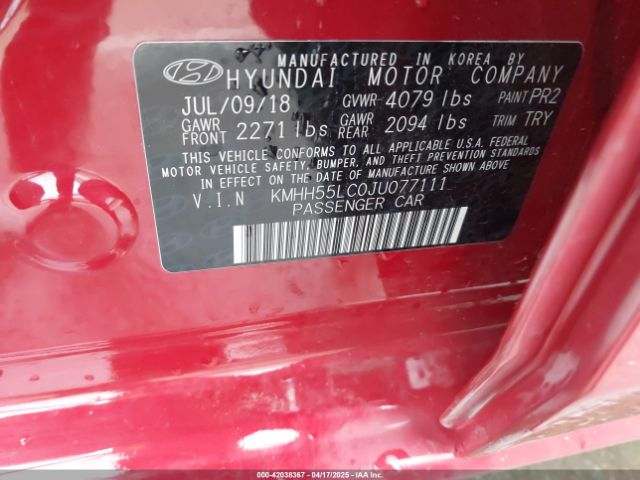KMHH55LC0JU077111 Hyundai Elantra Gt Sport