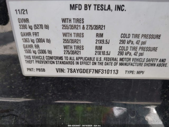 2022 TESLA MODEL Y 7SAYGDEF7NF310113 Photo 8
