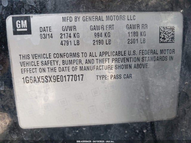 2014 CADILLAC CTS 1G6AX5SX9E0177017 Photo 8